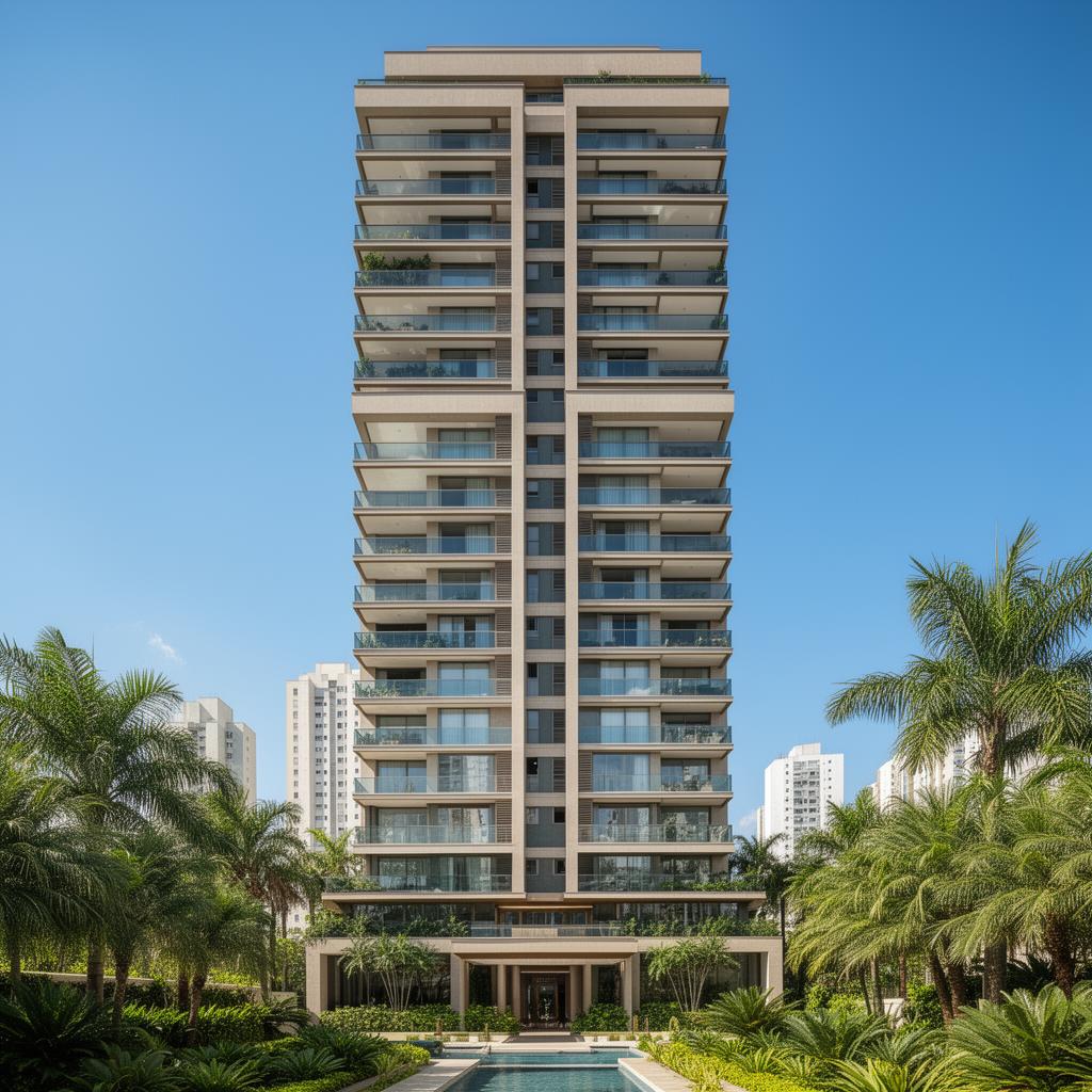 Fachada de edifício residencial de luxo em São Paulo